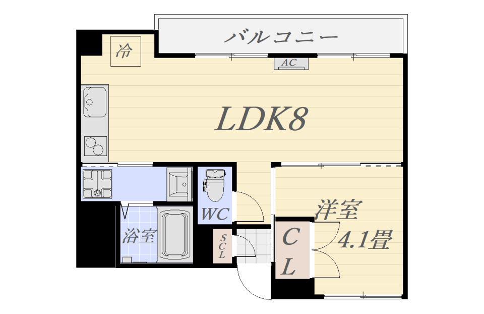 前野ビル(1LDK/4階)の間取り写真