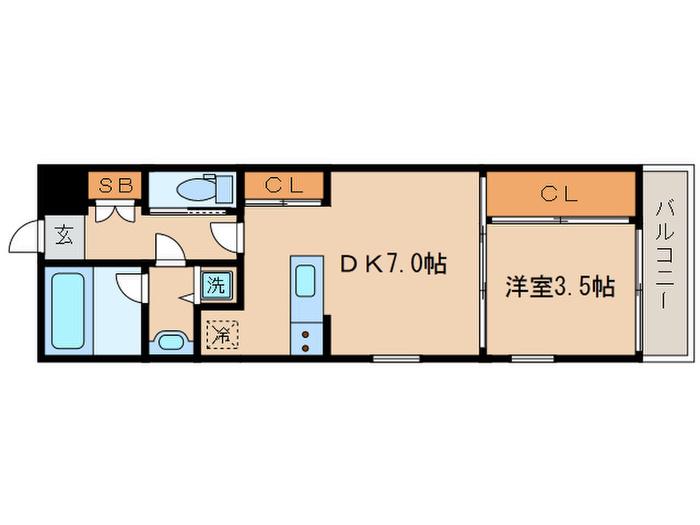 アーバネックス東山三条(1DK/1階)の間取り写真