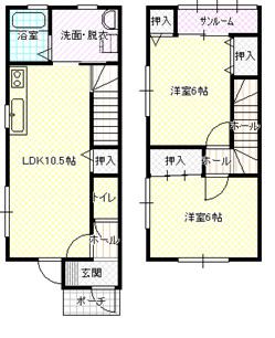 ファイン美川(2LDK/1階)の間取り写真