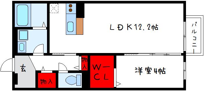 BELLA CASA(1LDK/1階)の間取り写真