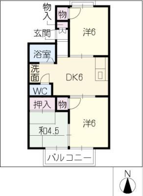 セントラル南(2LDK/2階)の間取り写真