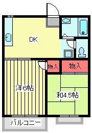 グランドハイツ(2DK/2階)の間取り写真