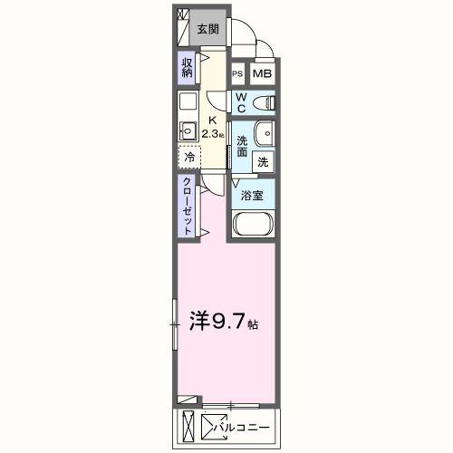 キャビン68(1K/2階)の間取り写真