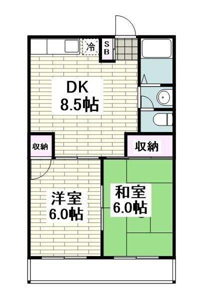 サンライズ高坂(2DK/2階)の間取り写真