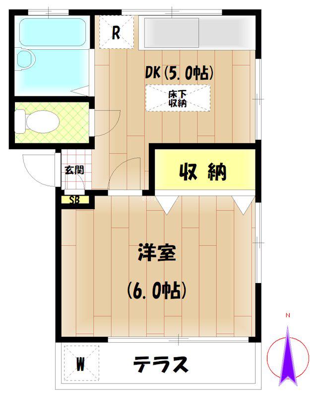 フラットじゅん(1DK/1階)の間取り写真