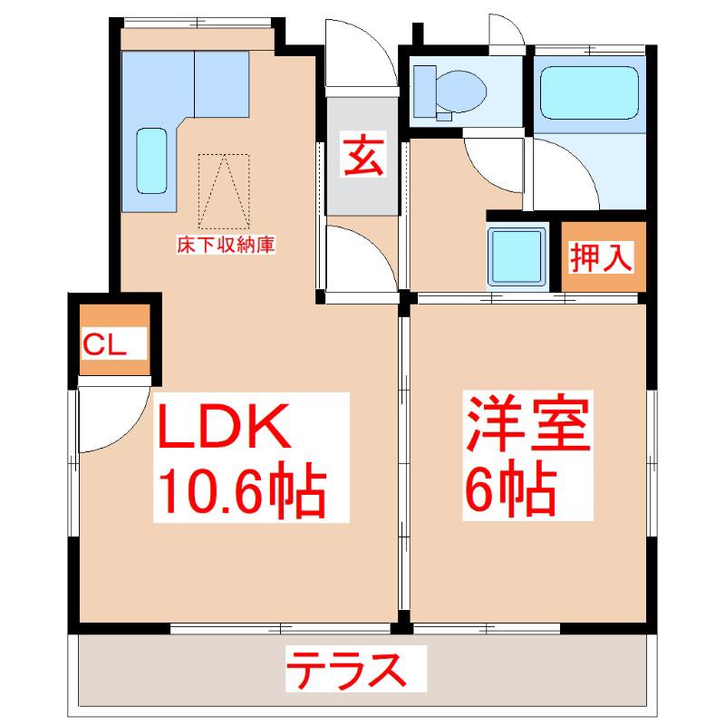 シティーフォレスト上竜尾(1LDK/1階)の間取り写真