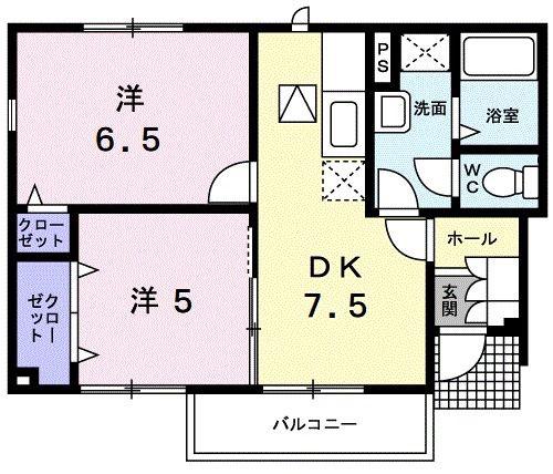 セゾン ド ブールA(2DK/1階)の間取り写真