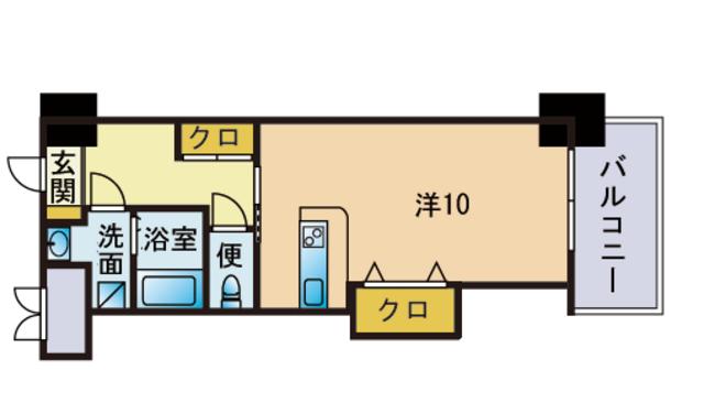 ロイヤル渡辺通Ⅱ(1K/12階)の間取り写真