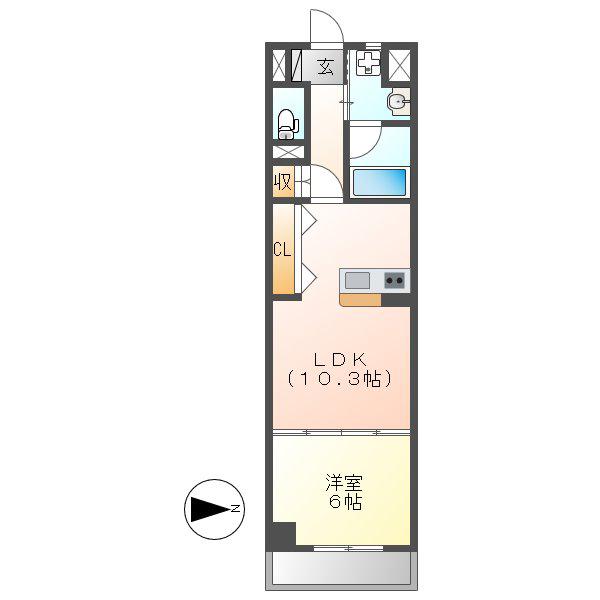 BPRレジデンス金山(1LDK/4階)の間取り写真