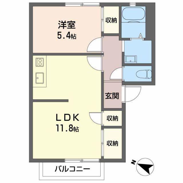 ヴィラージュときわ(1LDK/2階)の間取り写真