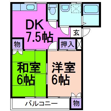 アレストカネコ(2DK/2階)の間取り写真