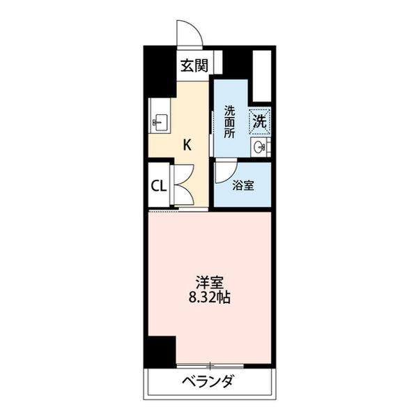 フローラ供米田(1K/4階)の間取り写真