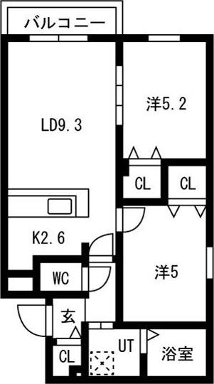 ルリ豊平(2LDK/2階)の間取り写真