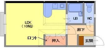 コーポラスグリーン(ワンルーム/2階)の間取り写真