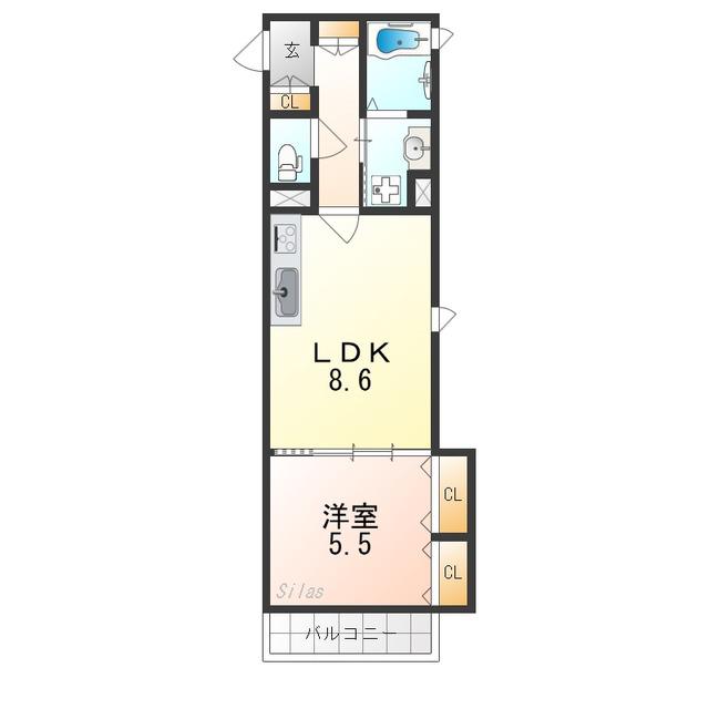 ラモーナ半田(1LDK/1階)の間取り写真