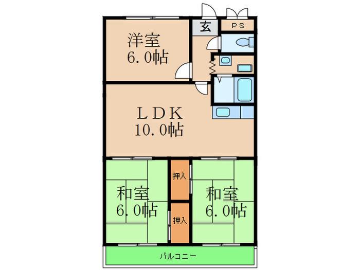 サンライズ千里(3LDK/3階)の間取り写真
