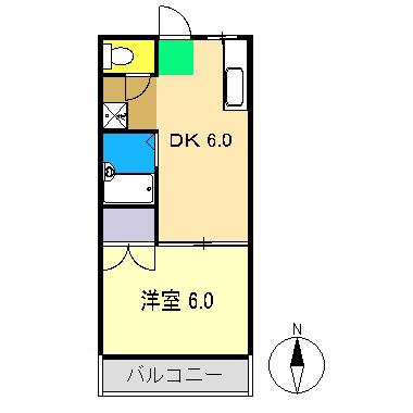 コーポ川田(1DK/2階)の間取り写真