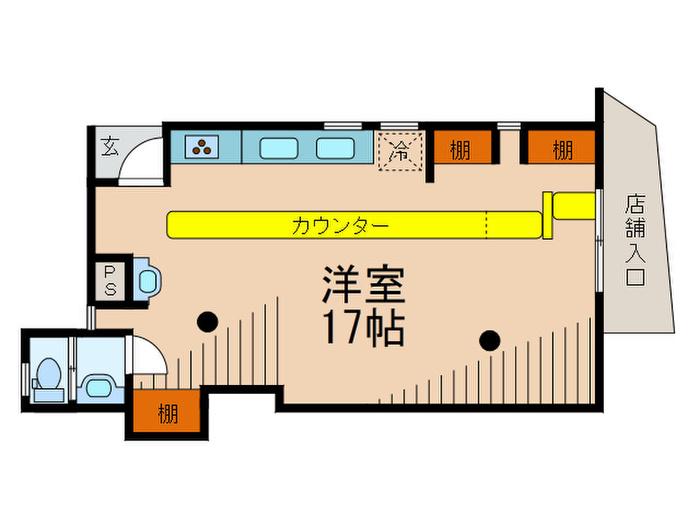 ヒルズ文蔵(ワンルーム/1階)の間取り写真