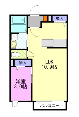 ガーデンコート(1SK/1階)の間取り写真