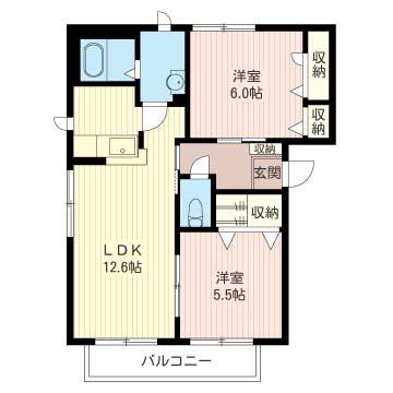 ノーブル・コート II号棟(2LDK/3階)の間取り写真
