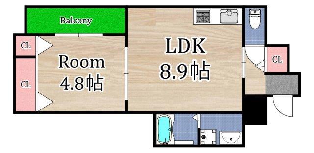 ブリーゼ城東(1LDK/3階)の間取り写真
