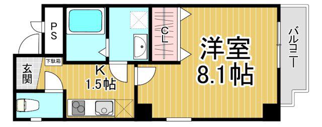 エル西宮(1K/4階)の間取り写真