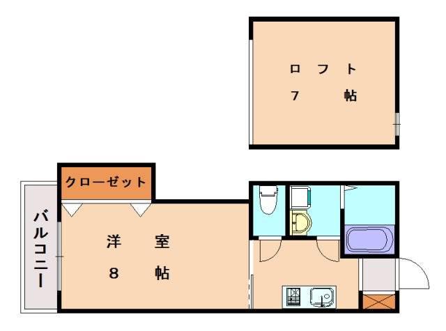 パティオ福工大前(1K/2階)の間取り写真
