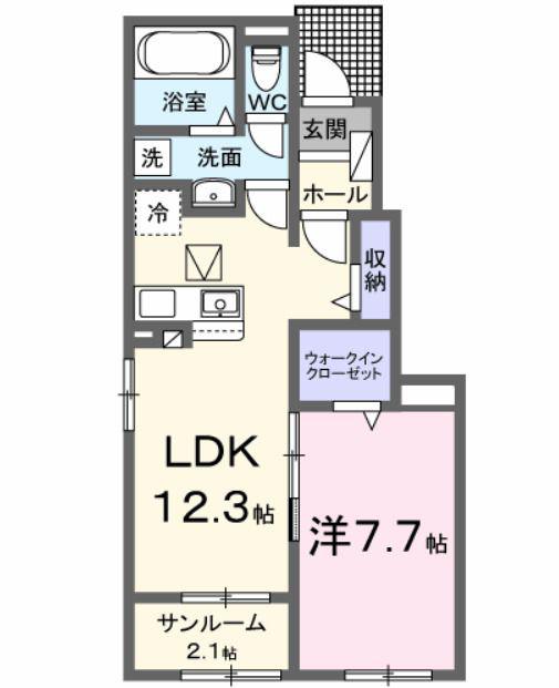 レジデンス界(1LDK/1階)の間取り写真