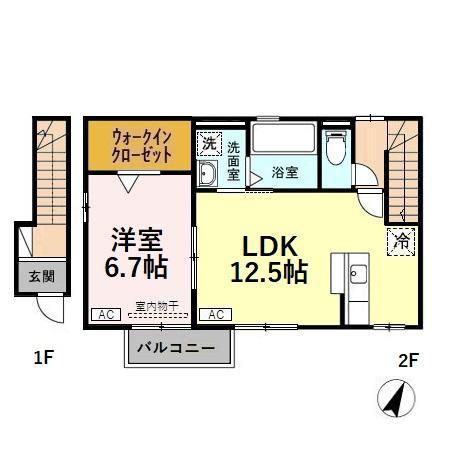 FRIENDLYSQUAREKB(1LDK/2階)の間取り写真