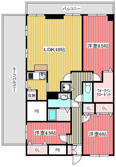 ダイヤメゾン戸田公園(3LDK/6階)の間取り写真