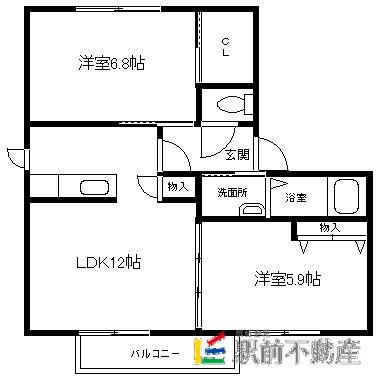 メゾンド・パストラルA棟(2LDK/2階)の間取り写真