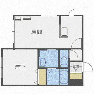 BELLE VILLE平岸(1LDK/4階)の間取り写真