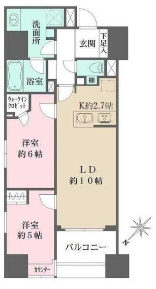 ALTERNA日本橋(2LDK/9階)の間取り写真