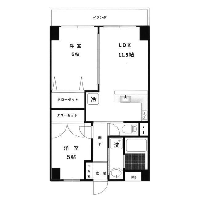 セリタビル(2LDK/5階)の間取り写真