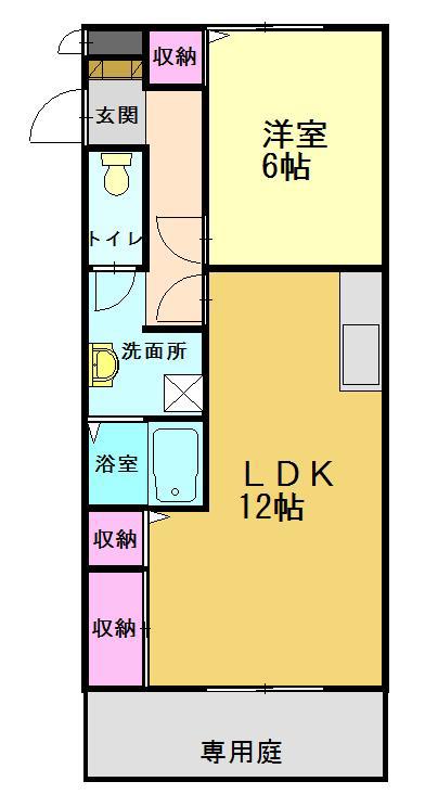 ヴィエント(1LDK/1階)の間取り写真