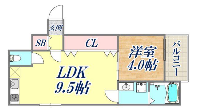 GRANDIR千船駅前Ⅱ(1LDK/2階)の間取り写真