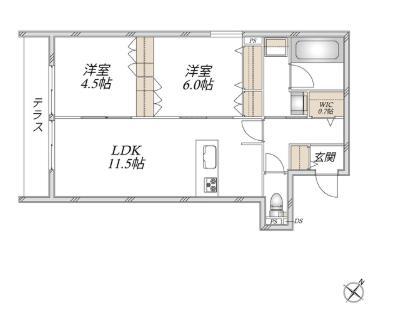 グリシーヌ(2LDK/1階)の間取り写真