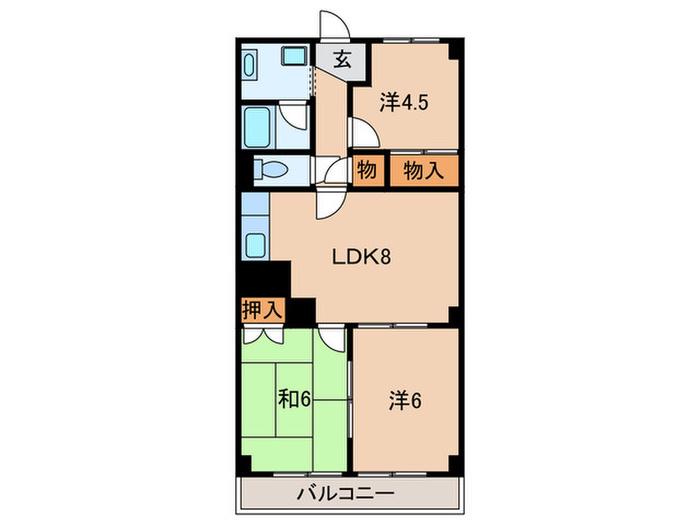 シャトー林(3LDK/4階)の間取り写真