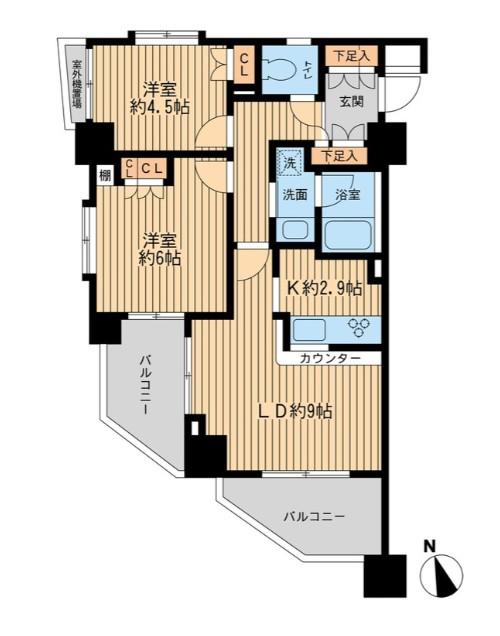 レジデンス八王子明神町(2LDK/9階)の間取り写真