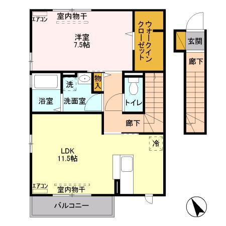 FONTANAA202(1LDK/2階)の間取り写真