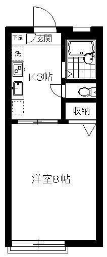ヒルサイド伊達町(1K/1階)の間取り写真