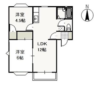 ドリームパレスK-2(2LDK/2階)の間取り写真