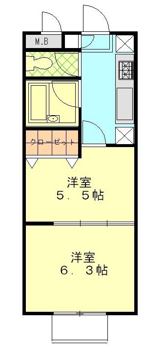 フォレストオエル国富(2K/3階)の間取り写真