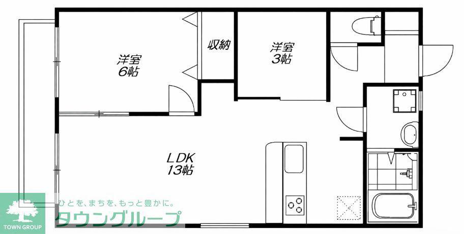 カーサヴェルデ南荻窪D棟(2LDK/1階)の間取り写真
