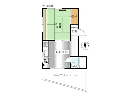 川人ビル(1DK/5階)の間取り写真