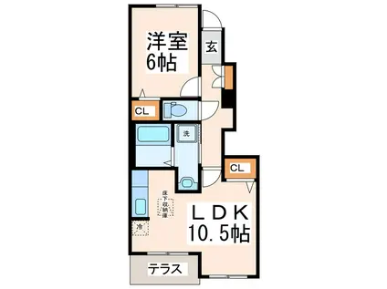 クレバーレンドA・B・C(1LDK/1階)の間取り写真