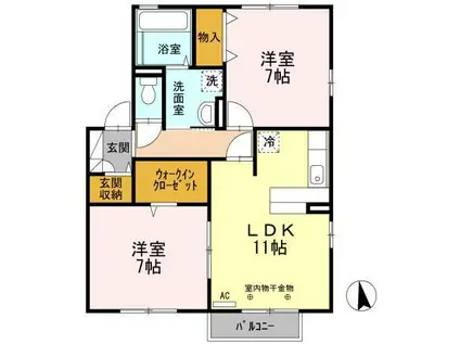 ウエスト NEW LEAF(2LDK/2階)の間取り写真