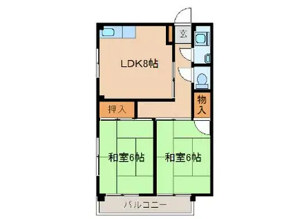 明神マンション1号(2LDK/4階)の間取り写真
