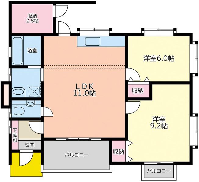 SKハイツ(2LDK/1階)の間取り写真
