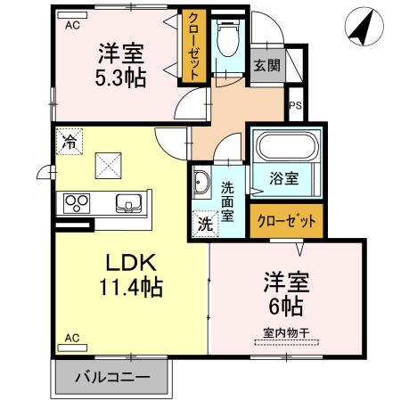 ルーチェ(2LDK/1階)の間取り写真
